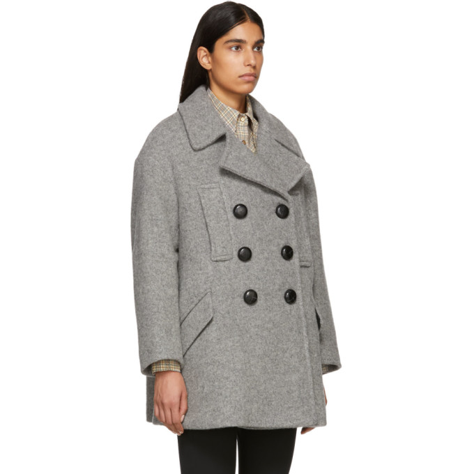 Isabel Marant Grey Wool Enola Coat In 02ly Ltgrey | ModeSens