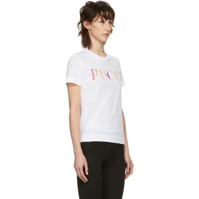 Shop Emilio Pucci White Logo T-shirt In 100 White