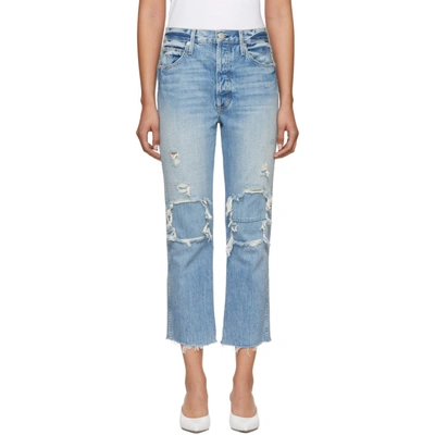 Shop Amo Blue High-rise Loverboy Patch Repair Jeans In 195 Lv T Pi
