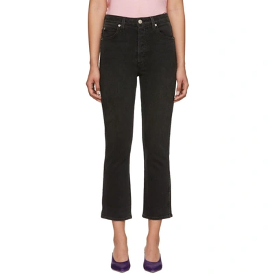 Shop Amo Black Chloe Crop Piping Jeans In 322 Blk/ntl