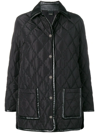Shop Pinko Quilted Press Stud Jacket In Black