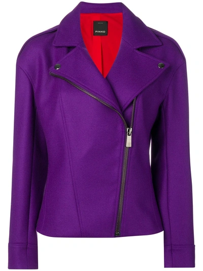 Shop Pinko Biker Style Jacket In Purple