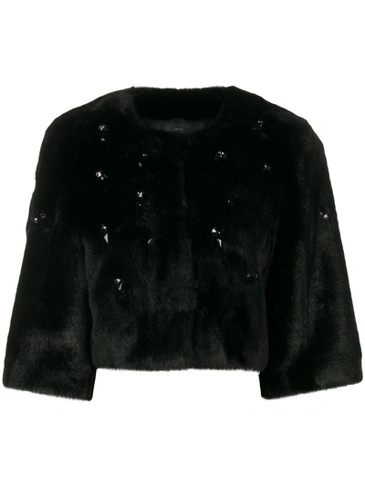 Shop Pinko Zani Faux Fur Jacket In Black