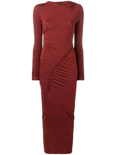 Shop Pinko Long Fitted Dress In Red