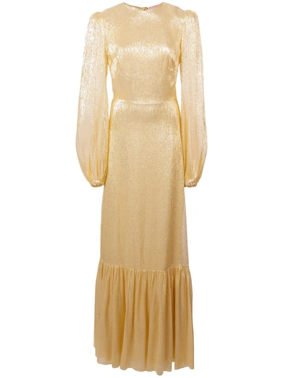 Shop The Vampire's Wife Crinkled Design Long Dress In Gold