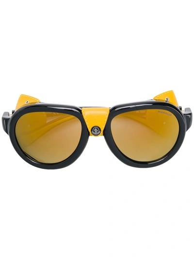 Shop Moncler Mirrored Lunettes In Black