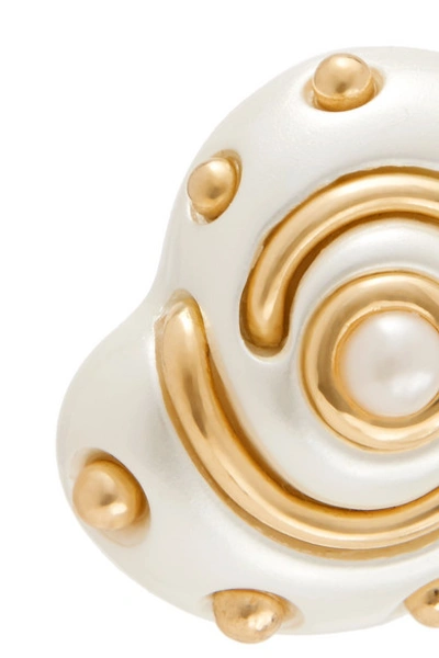 Shop Kenneth Jay Lane Gold-tone Faux Pearl Clip Earrings In White