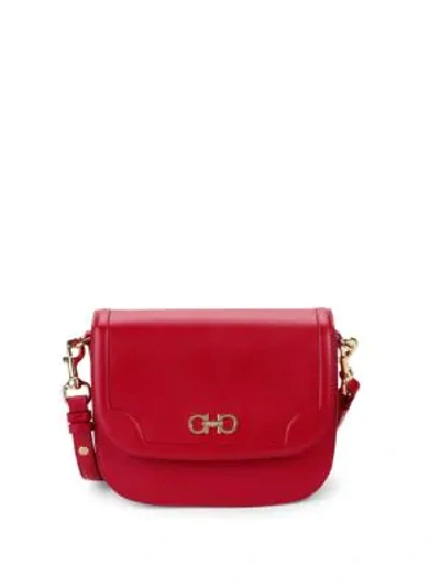 Shop Ferragamo Leather Saddle Shoulder Bag In Red