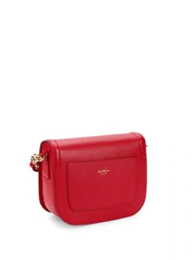 Shop Ferragamo Leather Saddle Shoulder Bag In Red