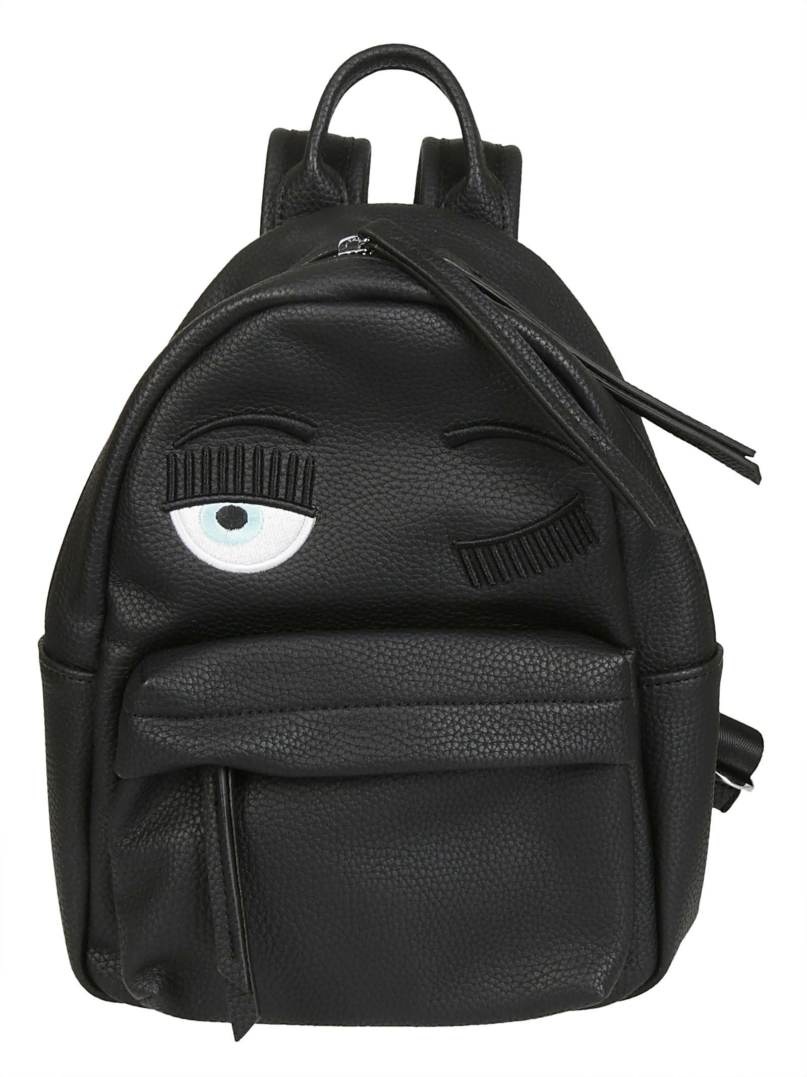 small black faux leather backpack