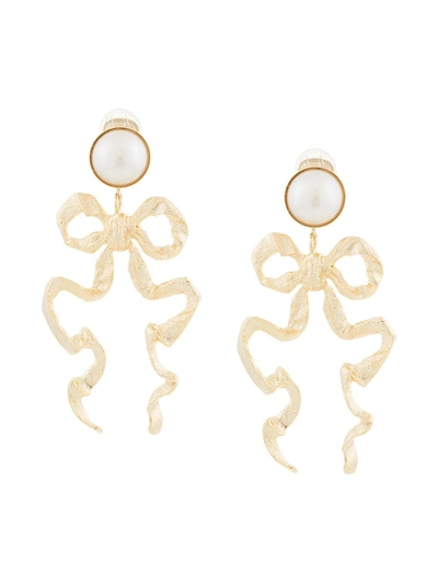 Shop Sandra Mansour Ribbon Earrings - Gold