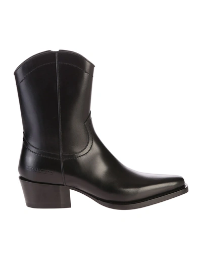 Shop Dsquared2 Black Zipped Ankle Boots