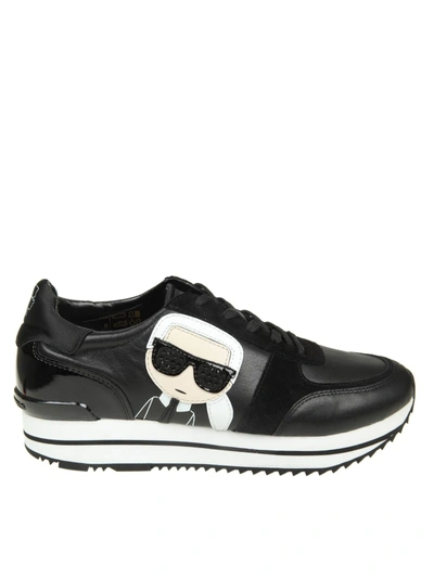 Shop Karl Lagerfeld Sneakers In Black Leather