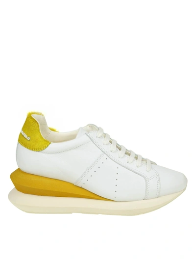 Shop Manuel Barcelò Manuel Barcelo' Sneakers Shoe In White Leather In White/yellow