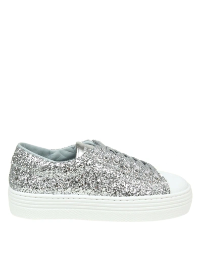 Shop Chiara Ferragni Glittered Sneakers Color Silver