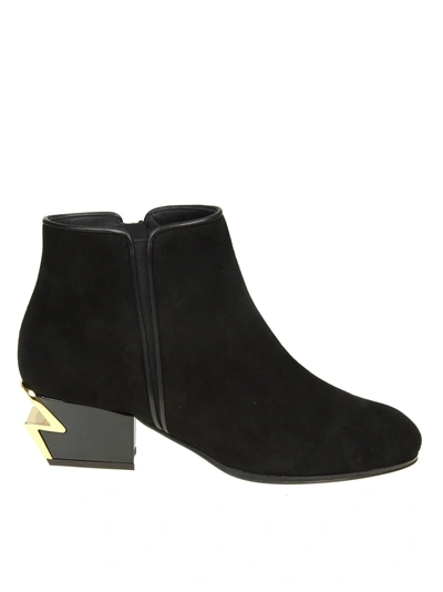 Shop Giuseppe Zanotti Black Suede Ankle Boots