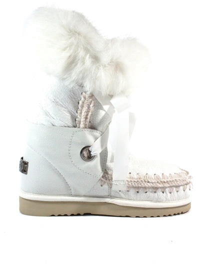 Shop Mou Eskimolace In White Sheepskin With Laces And Fur.