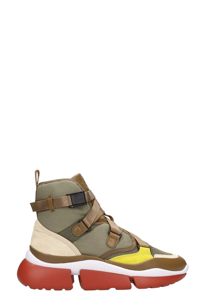 Shop Chloé Sonnie High Sneakers In Khaki