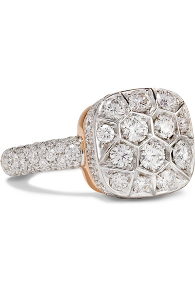 Shop Pomellato Nudo 18-karat Rose And White Gold Diamond Ring In Rose Gold