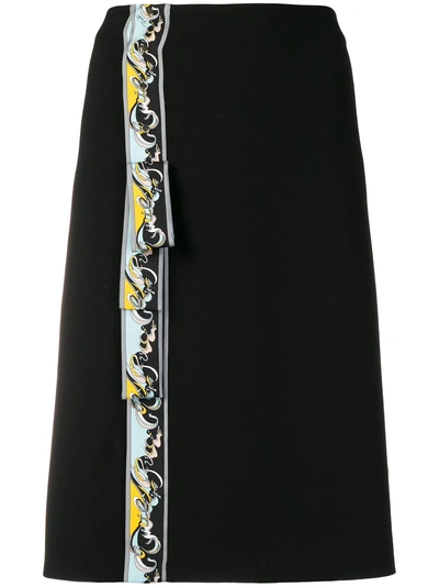 Shop Emilio Pucci Printed Panel Pencil Skirt - Black