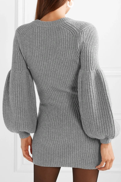 Shop Alexander Wang Cable-knit Wool-blend Mini Dress In Gray