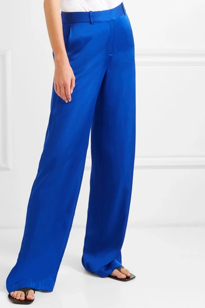 Shop Equipment Arwen Satin Wide-leg Pants In Blue