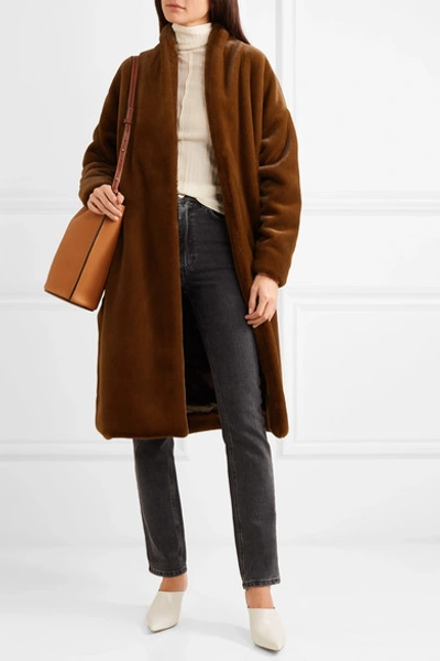 Totême Chelsea Belted Faux Fur Coat In Chocolate | ModeSens