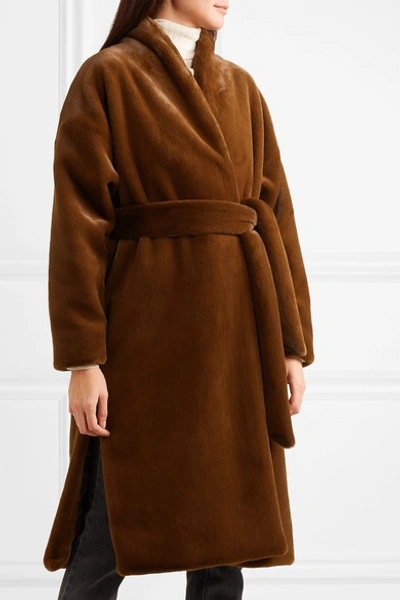 Totême Chelsea Belted Faux Fur Coat In Chocolate | ModeSens
