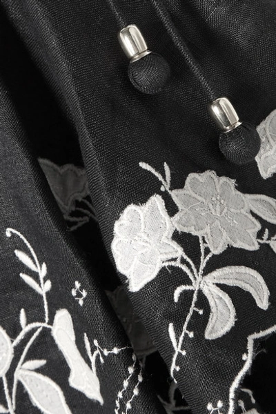 Shop Zimmermann Juniper Appliquéd Linen Playsuit In Black