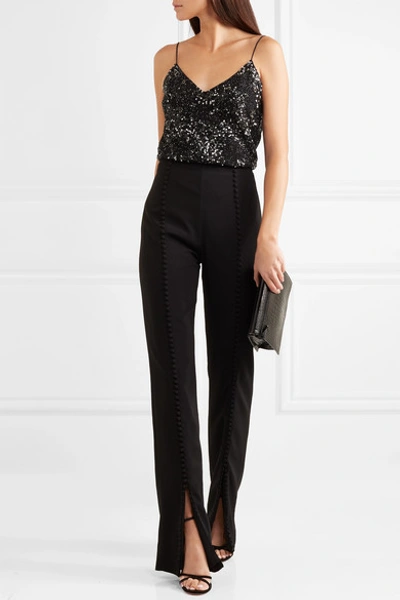 Shop Cushnie Embellished Sequined Silk-georgette Camisole In Black