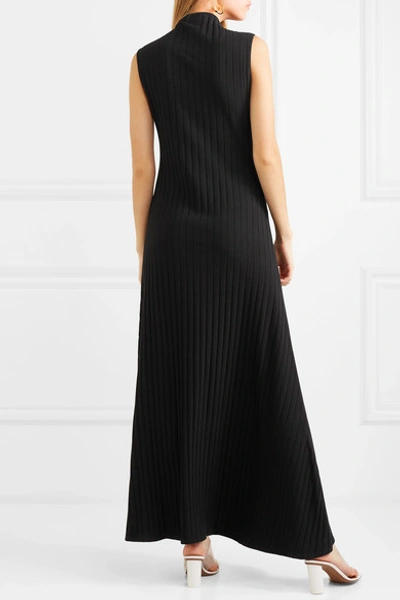 Shop Albus Lumen Rida Ribbed Cotton-blend Jersey Maxi Dress In Black