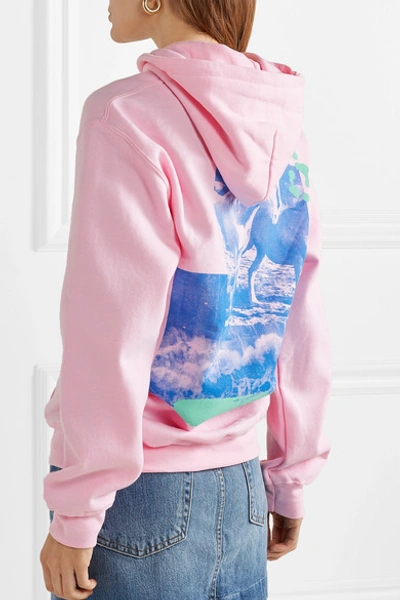 Shop Paradised Printed Cotton-blend Fleece Hoodie In Baby Pink
