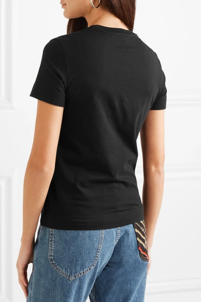 Shop Emilio Pucci Crystal-embellished Cotton-jersey T-shirt In Black