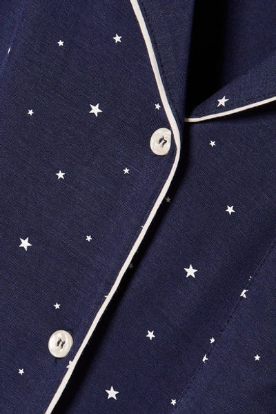 Shop Eberjey Sleep Chic Printed Stretch-jersey Pajama Set In Midnight Blue
