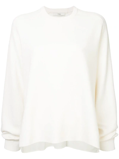 Shop Tibi Fine Knit Sweater In White