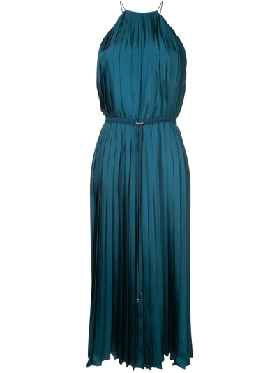 Shop Tibi Mendini Twill Pleated Dress - Blue