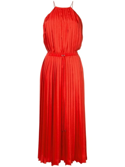 Shop Tibi Mendini Twill Pleated Dress - Red