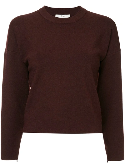 Shop Tibi Sculpted Zip Sleeve Pullover In Red