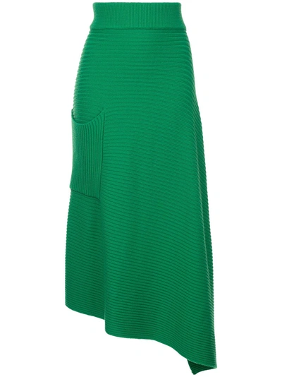 Shop Tibi Asymmetric Ribbed Skirt - Green