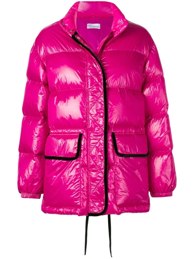 Shop Red Valentino Coated Puffer Jacket - Pink