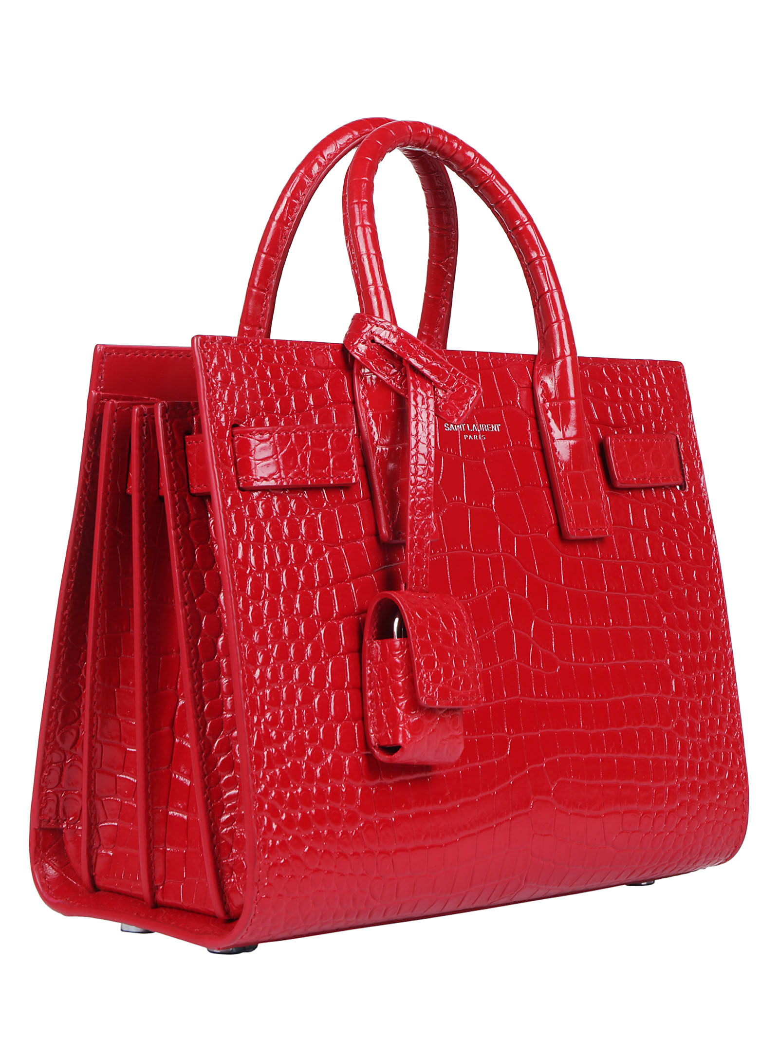 Saint Laurent Crocodile Embossed Baby Sac De Jour In Red | ModeSens