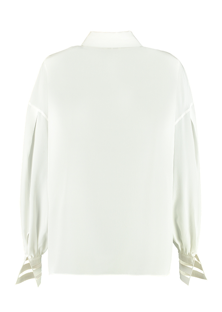 Fendi Embroidered Cuffs Silk Shirt In White | ModeSens