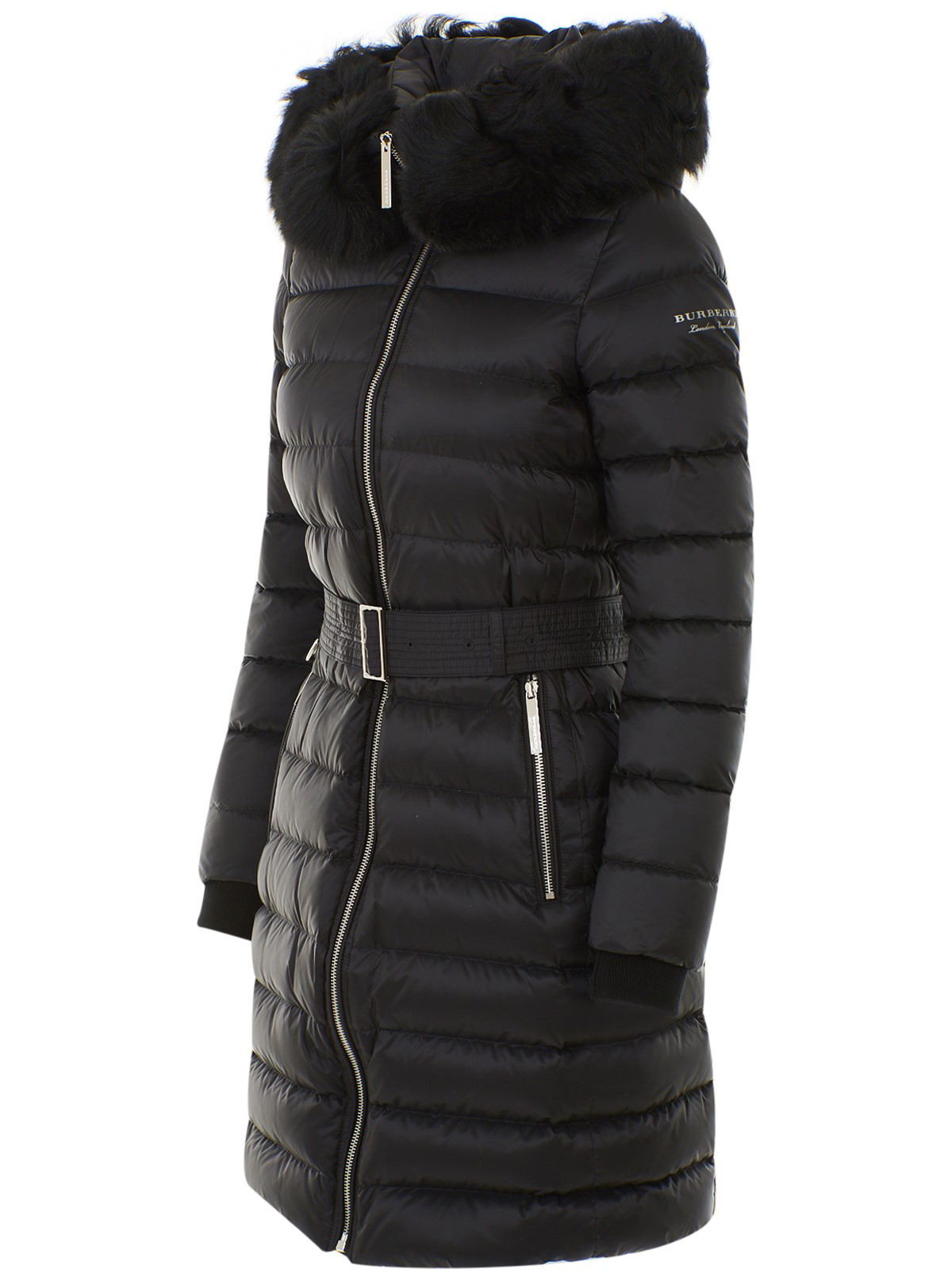 burberry limefield genuine shearling hood puffer coat