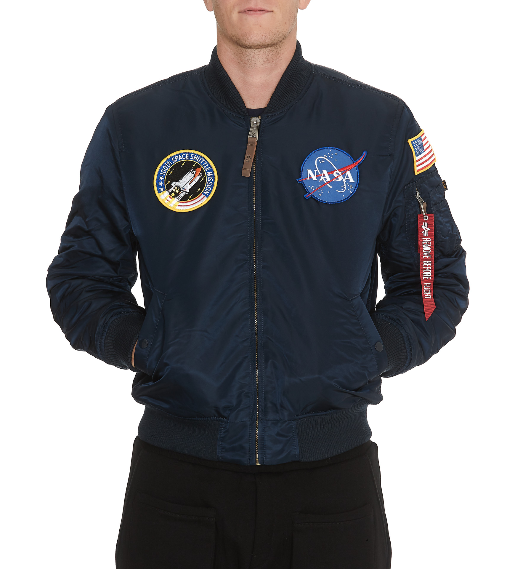 Alpha Industries Nasa Ma 1 Bomber Jacket In Blue Modesens