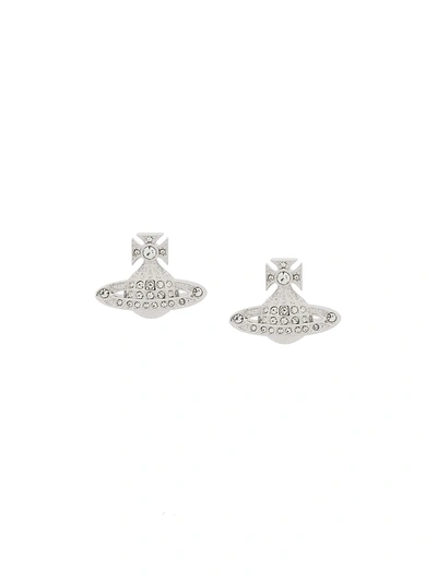 Shop Vivienne Westwood Logo Stud Earrings In Silver