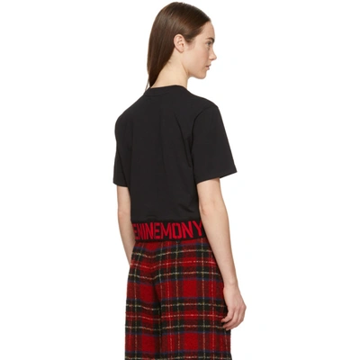 Shop Opening Ceremony Black & Red Cropped Elastic Logo T-shirt In 0001 Black