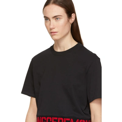 Shop Opening Ceremony Black & Red Cropped Elastic Logo T-shirt In 0001 Black