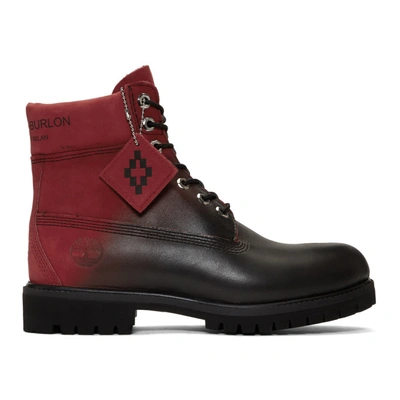 Shop Marcelo Burlon County Of Milan Red And Black Timberland Edition Nubuck Boots In Redmulti