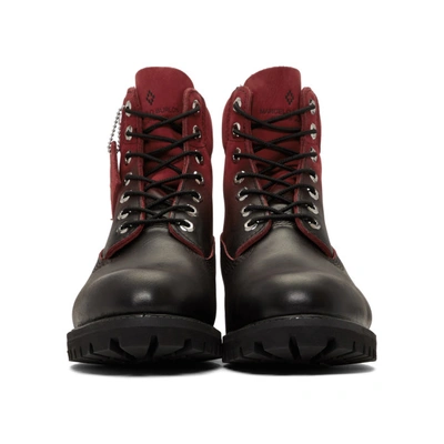 Shop Marcelo Burlon County Of Milan Red And Black Timberland Edition Nubuck Boots In Redmulti