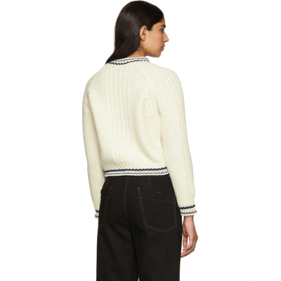 Shop Carven White Striped Trim Sweater In 1004 White